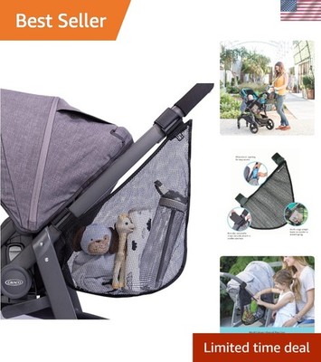 Stroller Cargo Net - Non-Slip Organizer with Adjustable Straps - Black