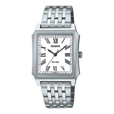 Casio MTP-B190D-7BV Mens TANK Quartz Watch Silver Dial Stainless Steel