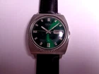 Seiko Mens Watch Day & Date Automatic Green Dial Leather 7006-7017 Sn. 164531
