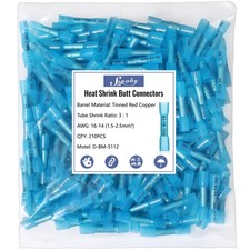Heat Shrink Butt Wire Connectors Sopoby 210Pcs 16-14 Awg Blue Insulated