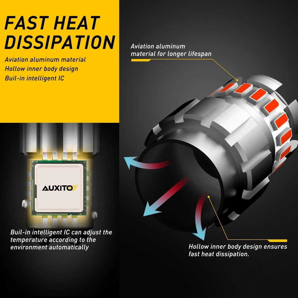 AUXITO Color Rojo 2357 1157 7528 LED 3496 Bombillas Parada Trasera Girar Freno Señal Luz Foto 2 de 4