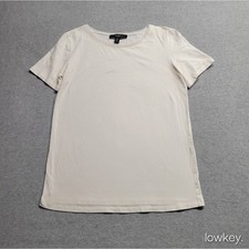 Camiseta Weekend Max Mara Crema Off White Manga Corta Borde Transparente Cuello Redondo Pequeña