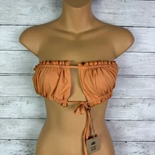 Free People X Toast Swim Ruffled Bandeau Bikini Top Sandstone Size Large
