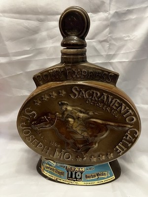 Jim Beam Bourbon Pony Express Decanter Empty Liquor Bottle Missouri California