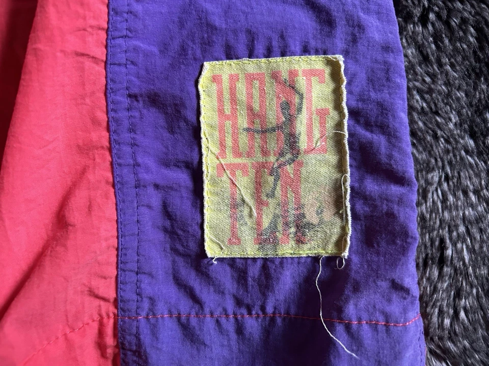 Bañador Hang Ten de Colección Años 90 para Hombre Talla XL Rosa Neón Púrpura Spellout Foto 3 de 4