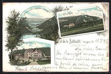 Lithographie Col de la Schlucht, Hotel Sefranoux et Hotel Schlucht 1897 