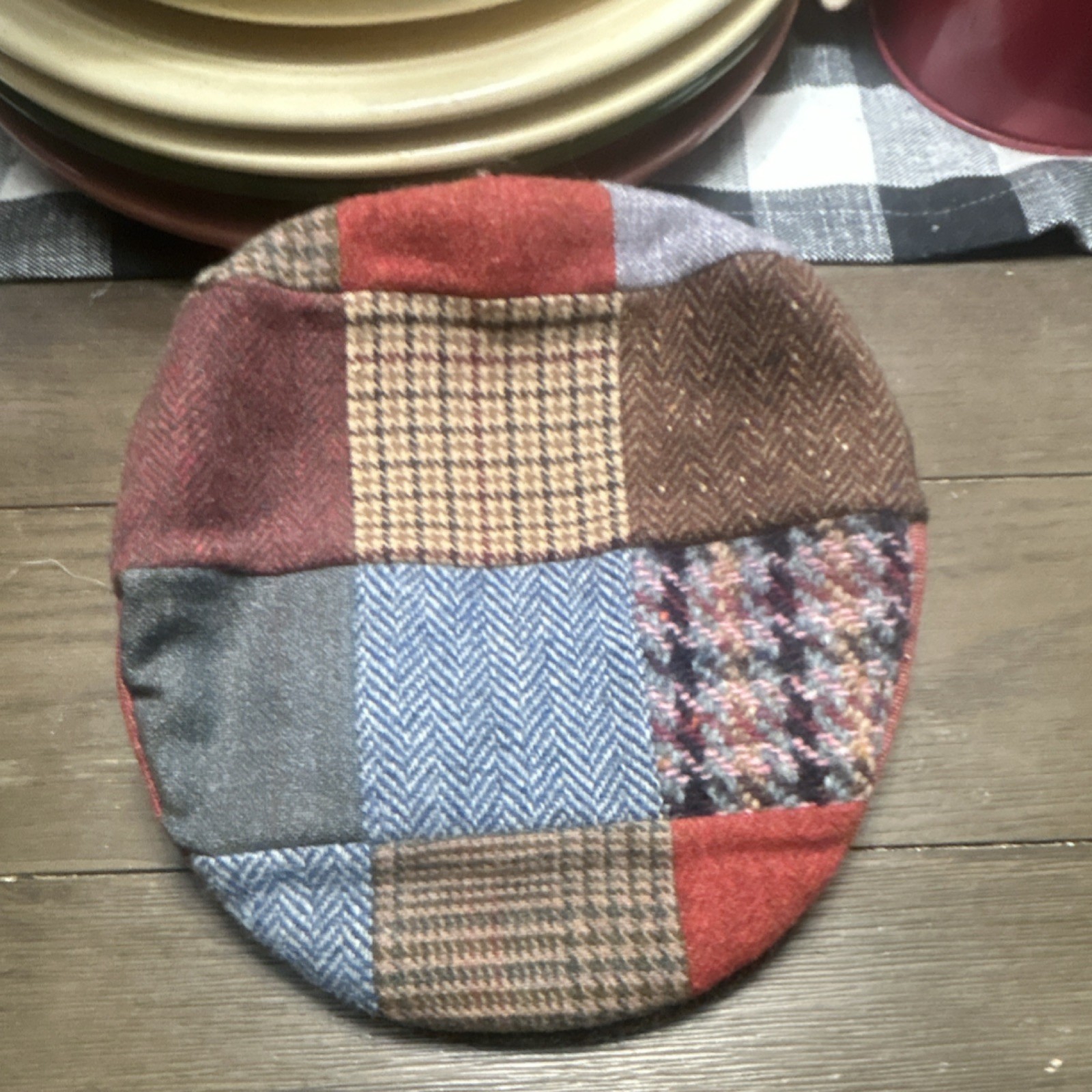 Hanna Hats Patchwork Flat Cap Multicolor Lined Ha… - image 1