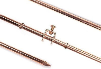 4ft Copper Grounding Rod 3/8 inches dia with Pre-Installed Ground Rod Clamp, Ten