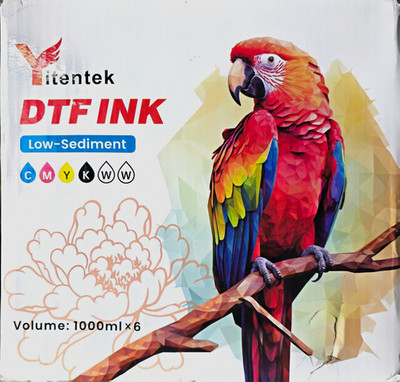 Yitentek Low-Sediment Direct to Film DTF Ink 1000ml x6, CMYK + 2 White