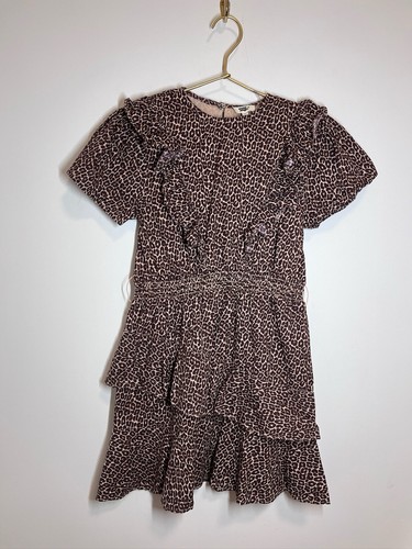 EverAfter Girls Leopard Animal Print Mini Short dress Ruffle Size 12 - Picture 2 of 8