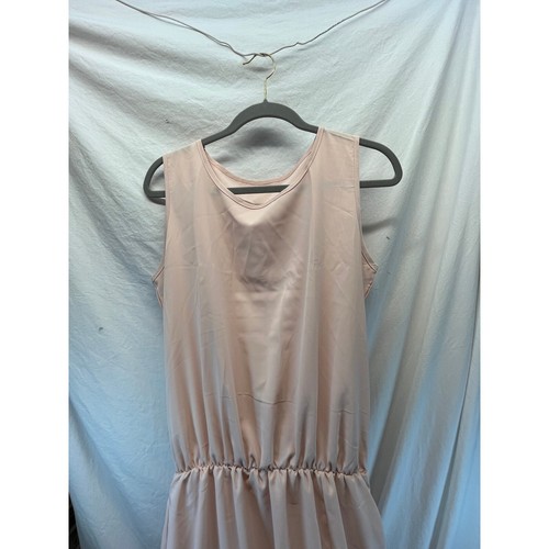 Sleeveless Midi Dress Elastic Waist Casual Summer Dress Pink Size L - Picture 2 of 13