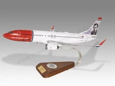 Boeing 737-800 Norwegian Max Manus Desk Wood Airplane Model Small Scale 1/130