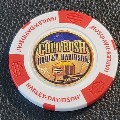 GOLD RUSH HD - NEVADA (White/Red Full Color) Harley Davidson Poker Chip