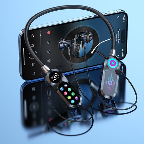 Portable Wireless Bluetooth 5.4 Headset Necklace Stereo Sports In-Ear Headphones - Picture 21 of 26