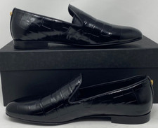 Versace Ciabatta da fumo da uomo in pelle di vitello goffrata Croc, taglia 8US (41 EUR)