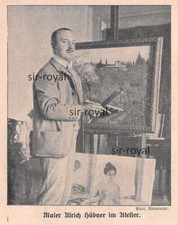 Ulrich Hübner im Atelier - 1908 - Maler Künstler - Historische Aufnahme ~8x10cm
