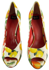 DOLCE and GABBANA Multicolor Floral Platform Peep Toe Heels Marked as 39 - 9US
