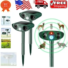 2 Solar Powered Ultrasonic Pest Repellers - Waterproof, Effective Animal Control