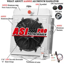 4Rows Aluminum Radiator&Shroud Fan For 1949-50 Plymouth Special Deluxe Suburban