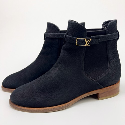 Louis Vuitton Chelsea Ankle Boots LV Buckle Navy Blue Nubuck 7 US or 37 EUR - Picture 3 of 14