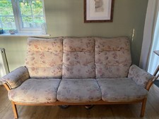 Mid Century Ercol Saville 3 Seater Sofa & 2 Matching Easy Chairs Gold Label