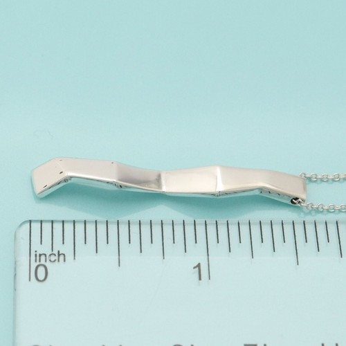 Tiffany & Co. Frank Gehry Fold Zig Zag Pendant Necklace 16.2" Silver 925 - Picture 9 of 11