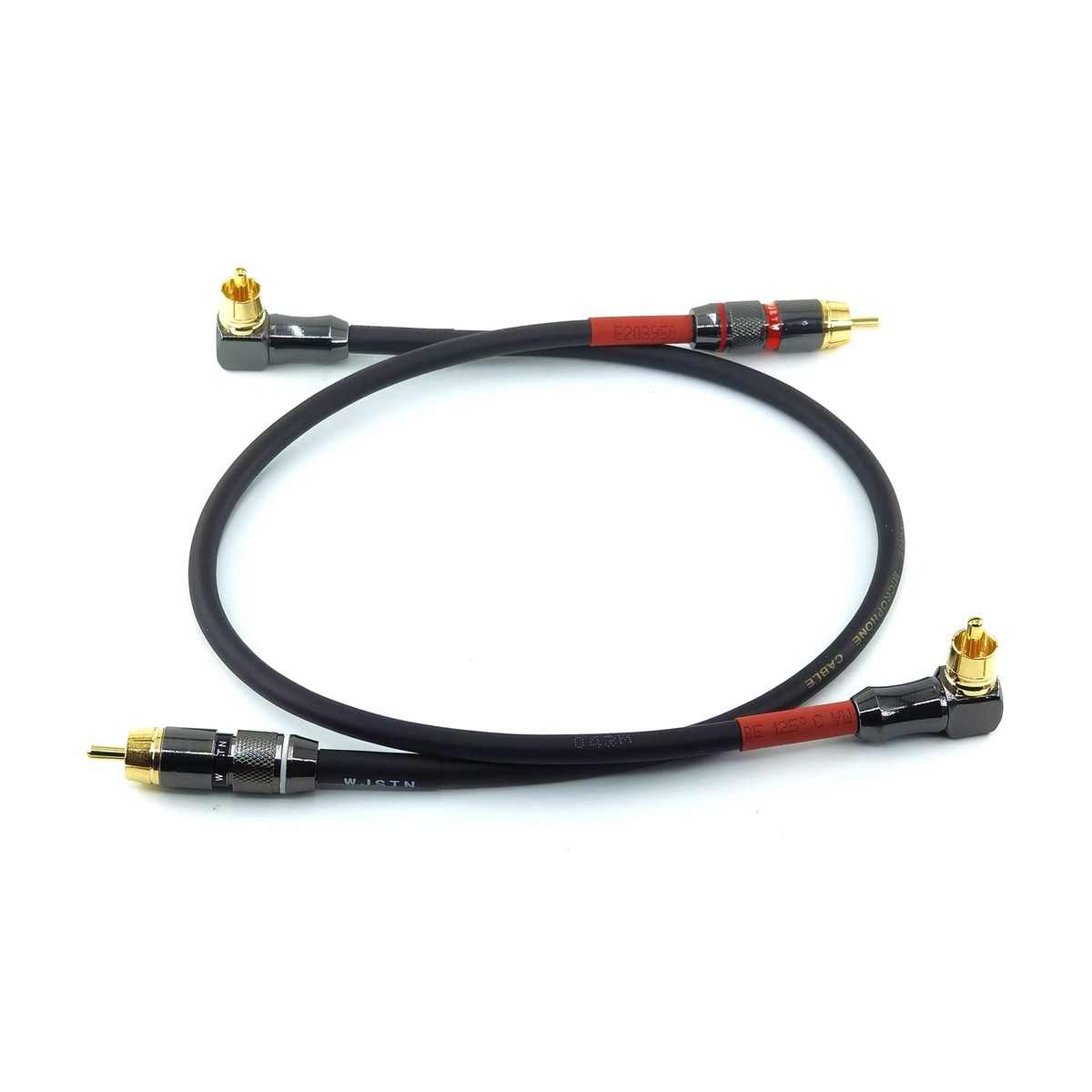 RAWAUX 90 graden gehoekte cinch-audiokabel - 2M cinch naar cinch stereo audiokabel, rechtwinkelige subwooferkabel voor versterkers, luidsprekers, soundbar, thuisbioscoop en hifi-systemen