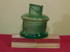 ANTIQUE COTTON REEL INK BOTTLE- VERY CRUDE LITTLE 1oz Dip shoulder 1880's