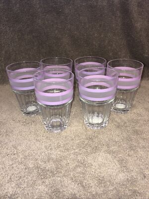 Pasabahce Purple Frosted Striped Lowball Tumblers Set Of 6