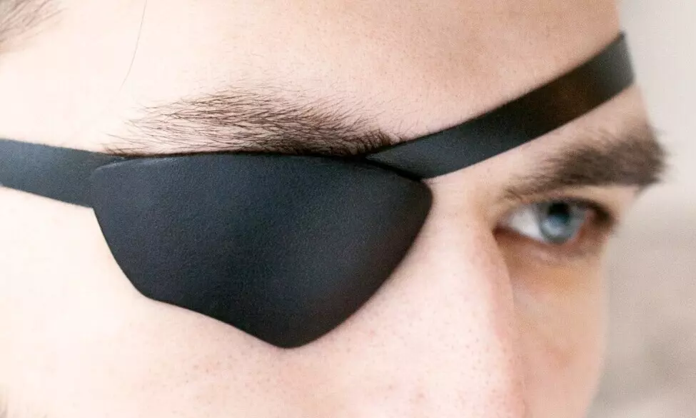 Leather Eye Patch, Unisex Black Eye Patch, Adjustable Slim Eye Patch