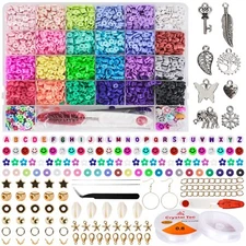 12250 Pcs Clay Beads for Jewelry Making Bracelet Kit Set Flat Polymer Beads KIDs