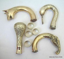 Lot of 4 Solid Brass Victorian Handle Wooden Walking Stick Cane Designer 4 pcs