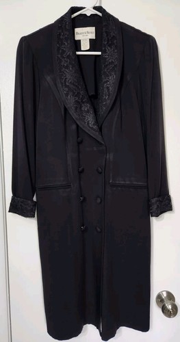 VTG Danny Nicole New York Long Blazer Jacket Dress 6P Black Lace Accent Shimmer - Picture 8 of 15