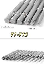 Torx Spanner Solid， Round Shank 4mm Magnetic Torx Screwdriver Bits S2 Bit T1-T15