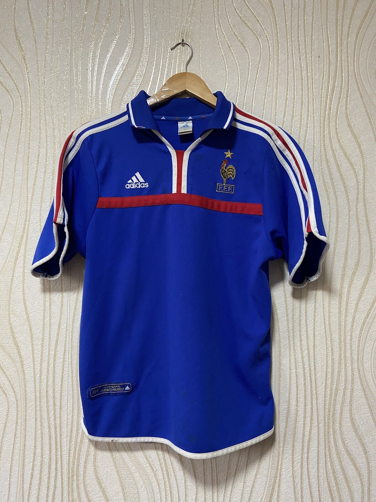 FRANCE 2000 2001 HOME FOOTBALL SHIRT SOCCER JERSEY ADIDAS sz S MEN VINTAGE
