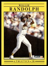 1991 Fleer Baseball Card Willie Randolph Oakland Athletics #22