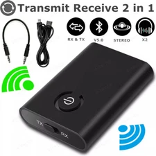 2 IN 1 Bluetooth 5.0 Transmitter Receiver Wireless Audio 3.5mm Jack Aux Adapter