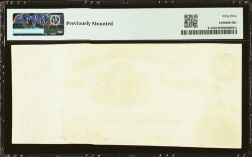 T-8 $50 1861 Confederate States Banknote Civil War Confederacy Money, PMG 55 AU - Picture 2 of 3