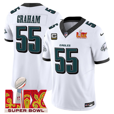 55 Men's Brandon Graham White 2025 Super Bowl LIX And 4-Star C
