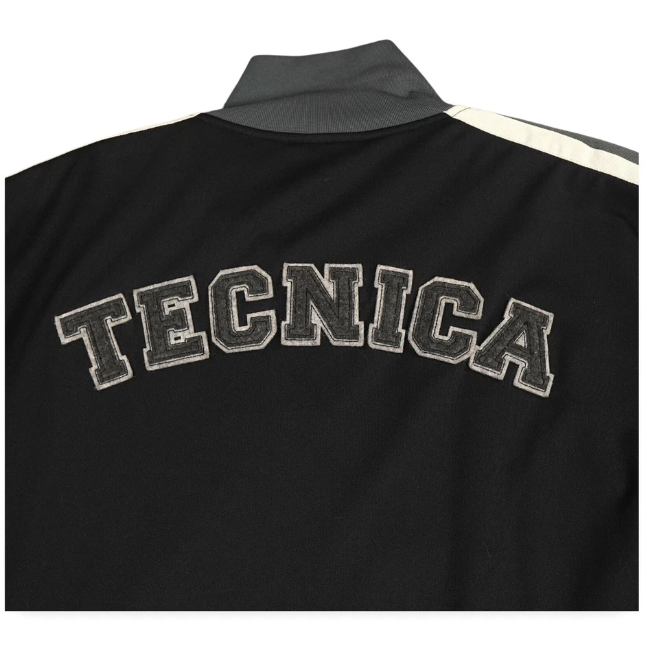 Tecnica 夹克男式大号黑色灰色全拉链轨道羊毛衬里复古 Y2K 风格 — 第 2/4 张图片