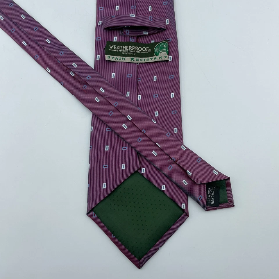 Corbata geométrica roja resistente a la intemperie para hombre de seda hecha a mano resistente a las manchas 4"x60" Foto 3 de 4