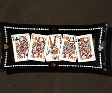 MCM Smoke Glass Bar Plate W/ Queen Card Motif-Rare