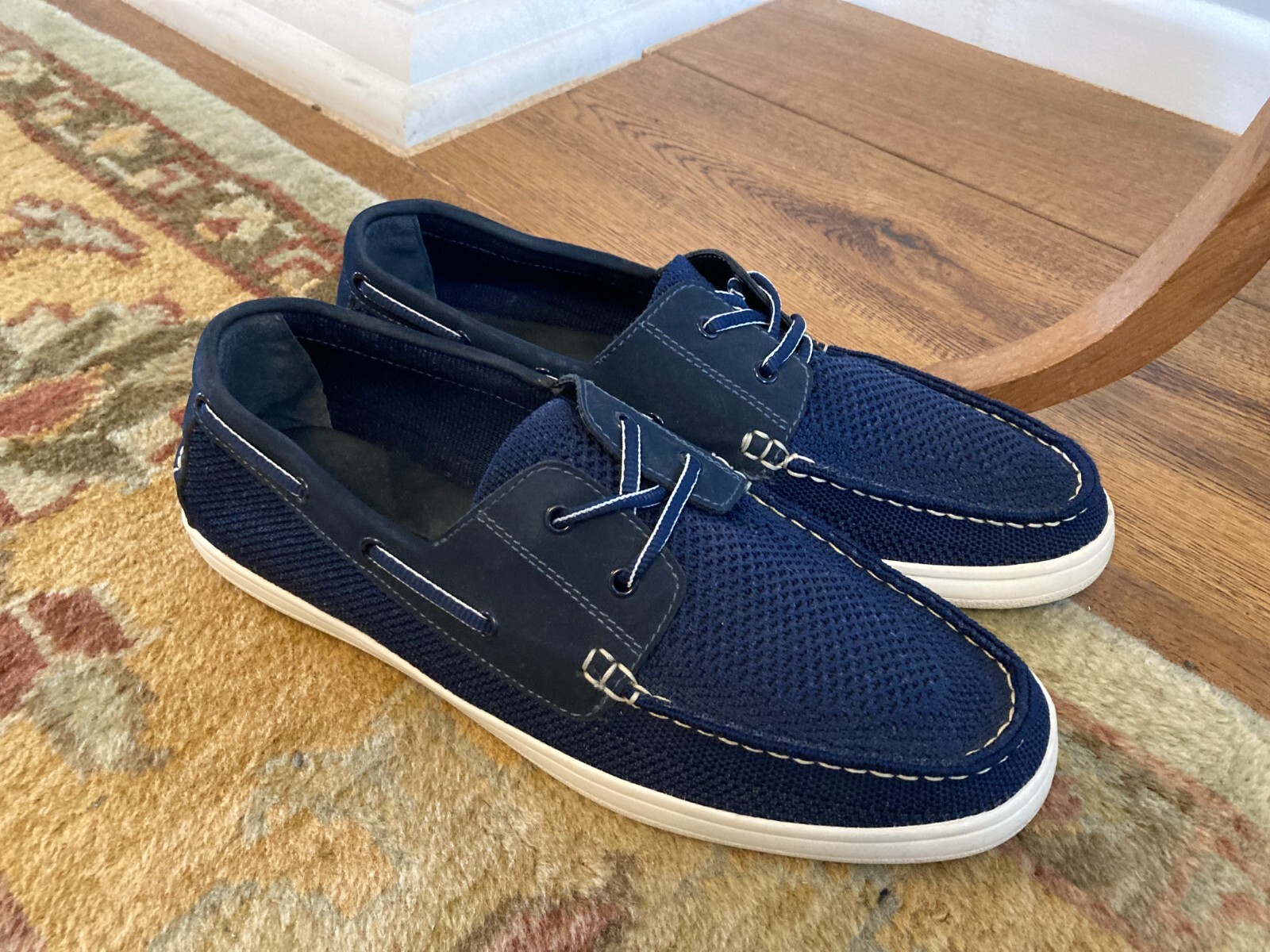 MENS DUNE LONDON NAVY BLUE KNIT BOAT SHOES UK 9 LACE UP TRAINERS DECK BOOTS eBay