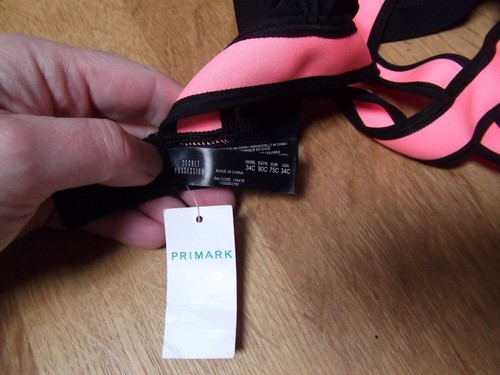 1 X SECRET POSSESIONS BLACK/PINK TRIM NON WIRED PADDED SPORTS BRA 34C, BNWT. - Picture 5 of 10