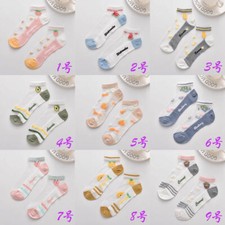 6 Pairs Women Girl Transparent Thin Lace Silk Socks Summer Casual New