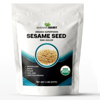 Mayan's Secret - Raw Hulled Sesame Seeds Organic 2lbs, Parve, Vegan, Non-GMO