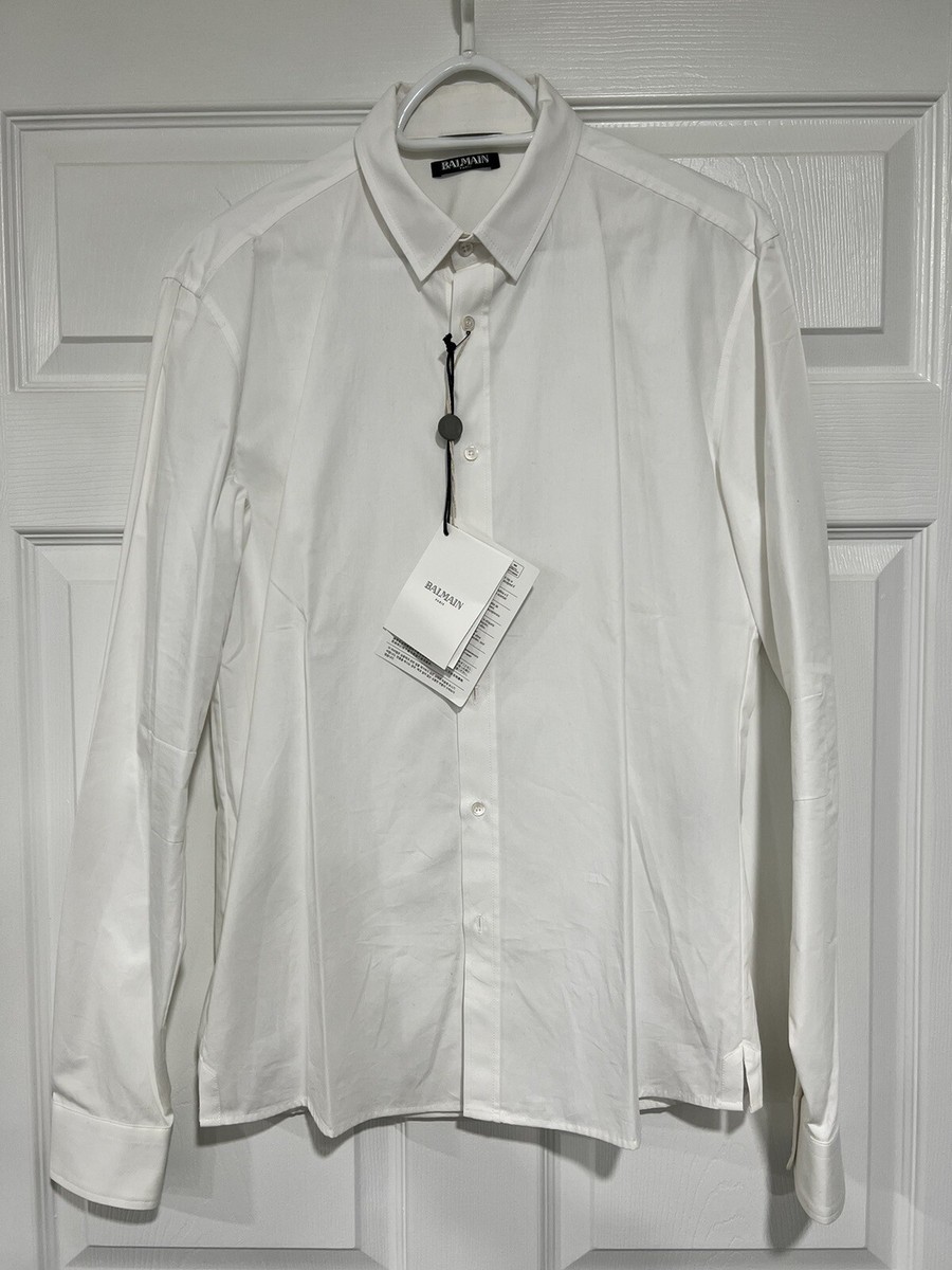Balmain Slim Fit Button Up Long Sleeve White Shirt 100% Authentic