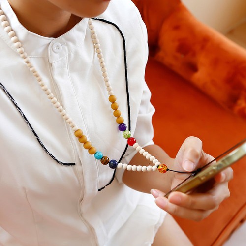 Wooden Bead Silicone Necklace Wrist Strap -lost Lanyard - Photo 9 sur 12