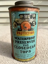 1020s GRAPHIC AUTO WATERPROOF PRESERVER FOR CLOSED CAR TOPS METAL CAN