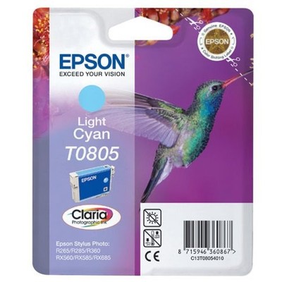 Original Epson T0805, Hummingbird Light Cyan Tintenpatrone, TO805, C13T08054010